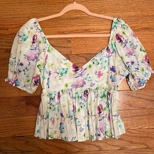 Urban Outfitters Floral Ruffle Top